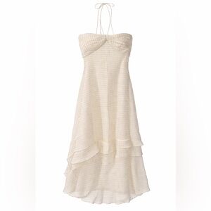 Phoebe Chiffon Cream Asymmetrical Polka Dot Dress